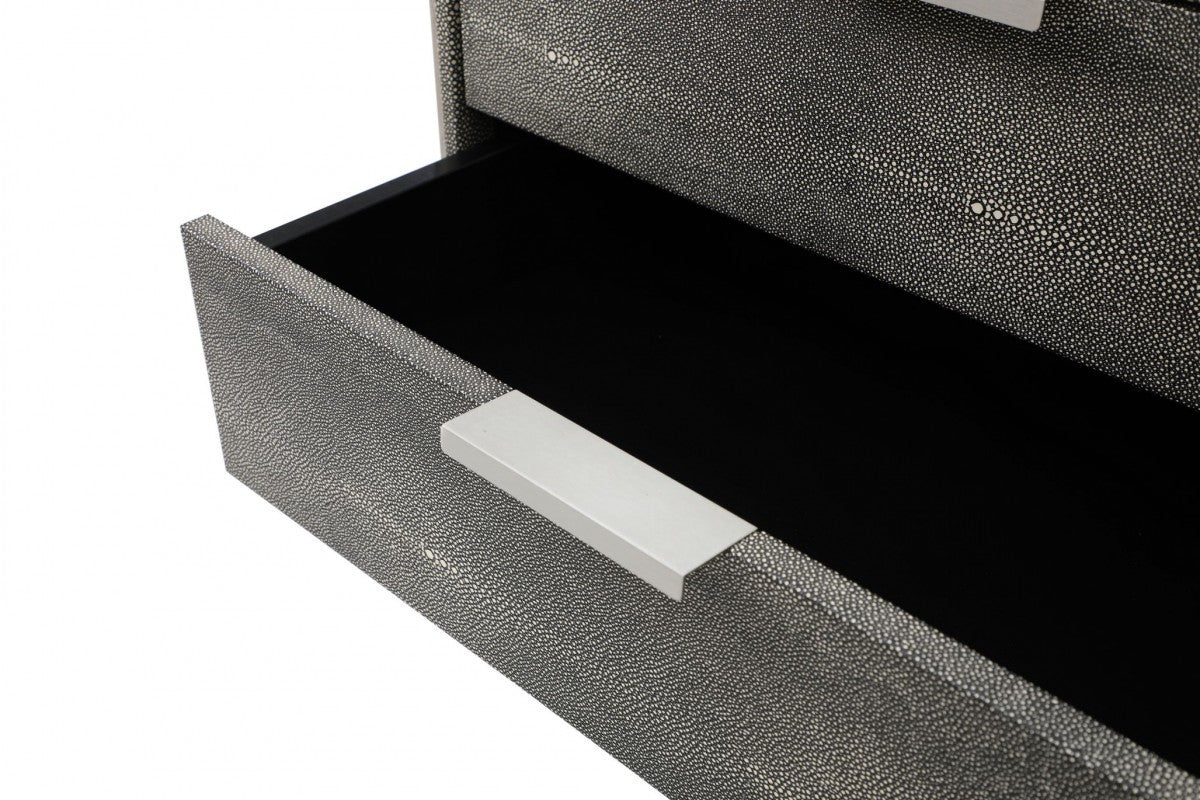 Gray Shagreen 2 Drawer Nightstand