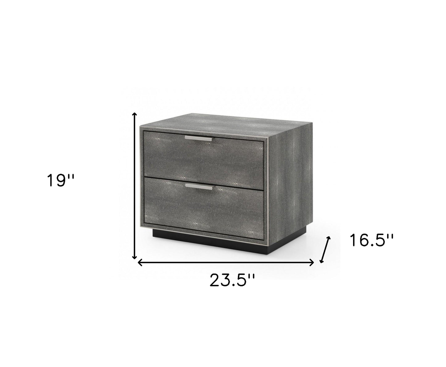 Gray Shagreen 2 Drawer Nightstand
