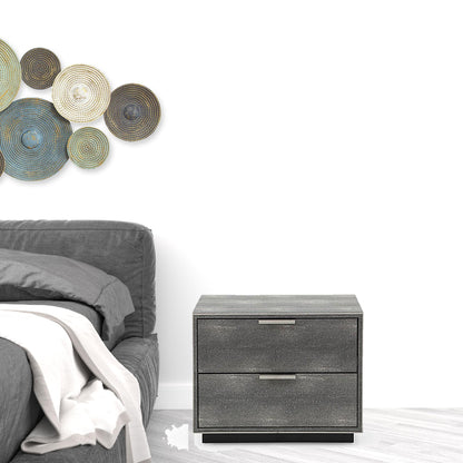 Gray Shagreen 2 Drawer Nightstand