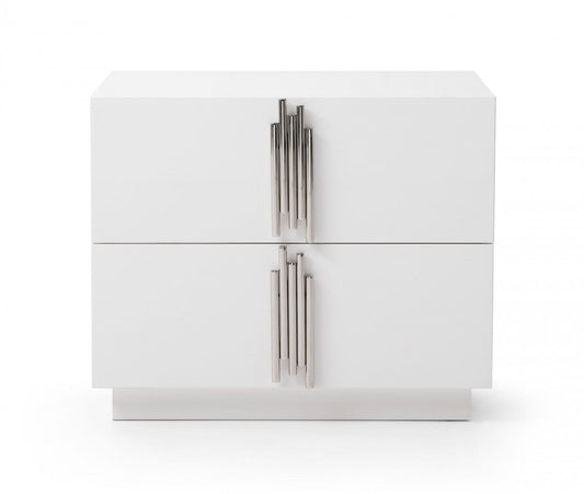 Pamm White 2 Drawer Nightstand