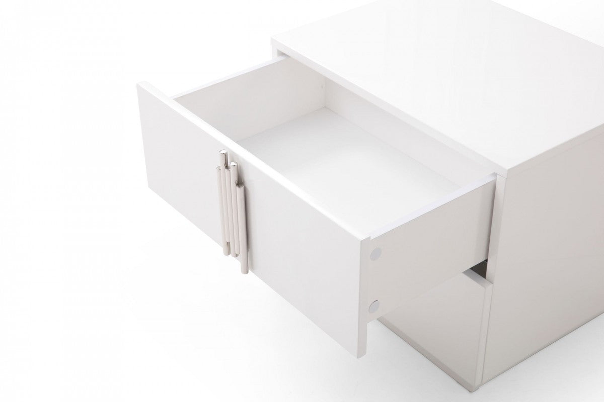 Pamm White 2 Drawer Nightstand
