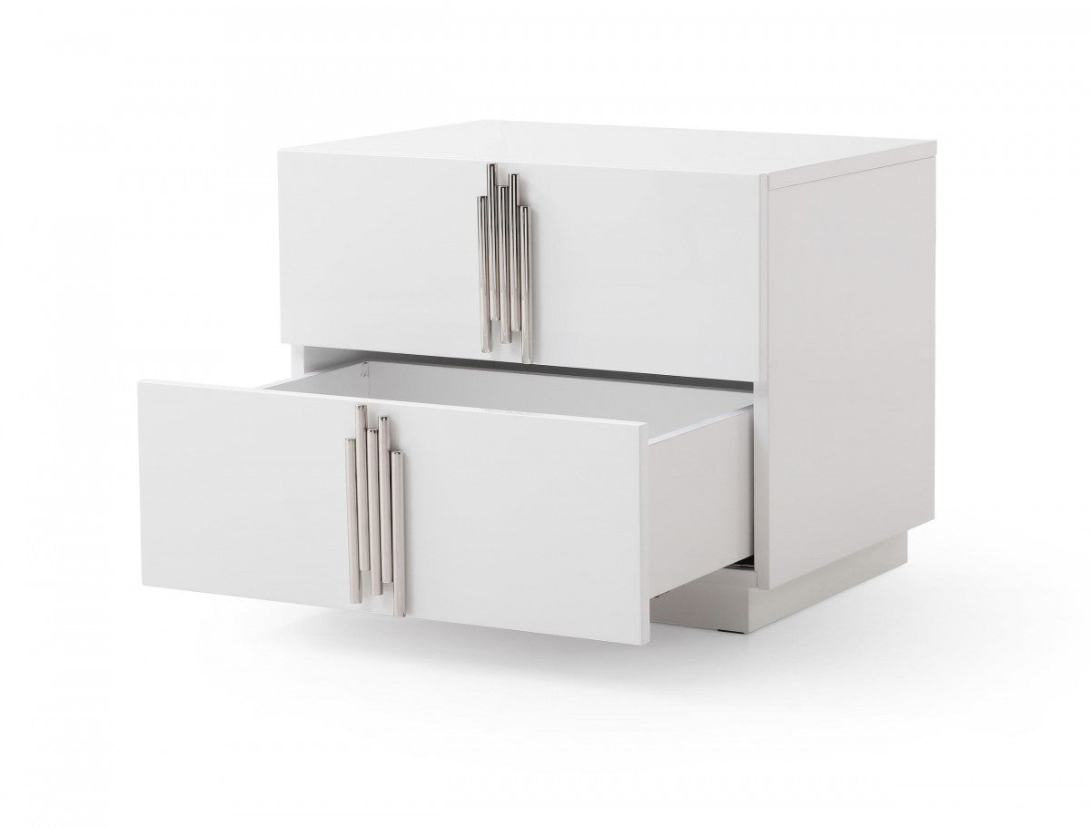 Pamm White 2 Drawer Nightstand