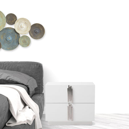 Pamm White 2 Drawer Nightstand