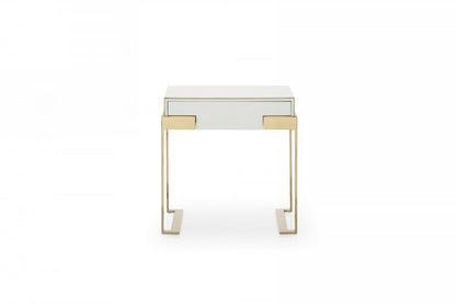 Champagne Gold & White One Drawer Nightstand