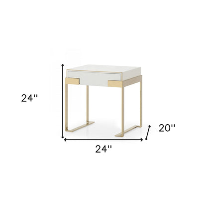 Champagne Gold & White One Drawer Nightstand