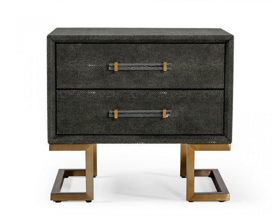 Dark Shagreen 2 Drawer Nightstand
