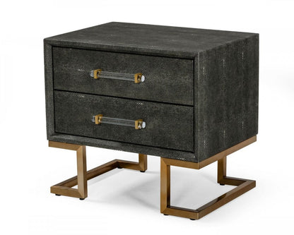Dark Shagreen 2 Drawer Nightstand