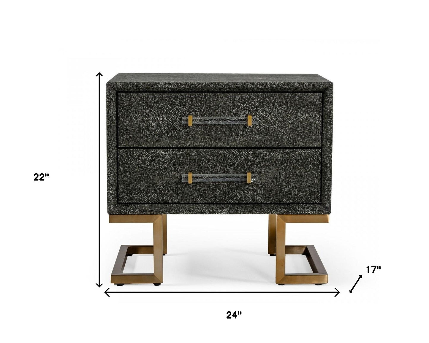 Dark Shagreen 2 Drawer Nightstand