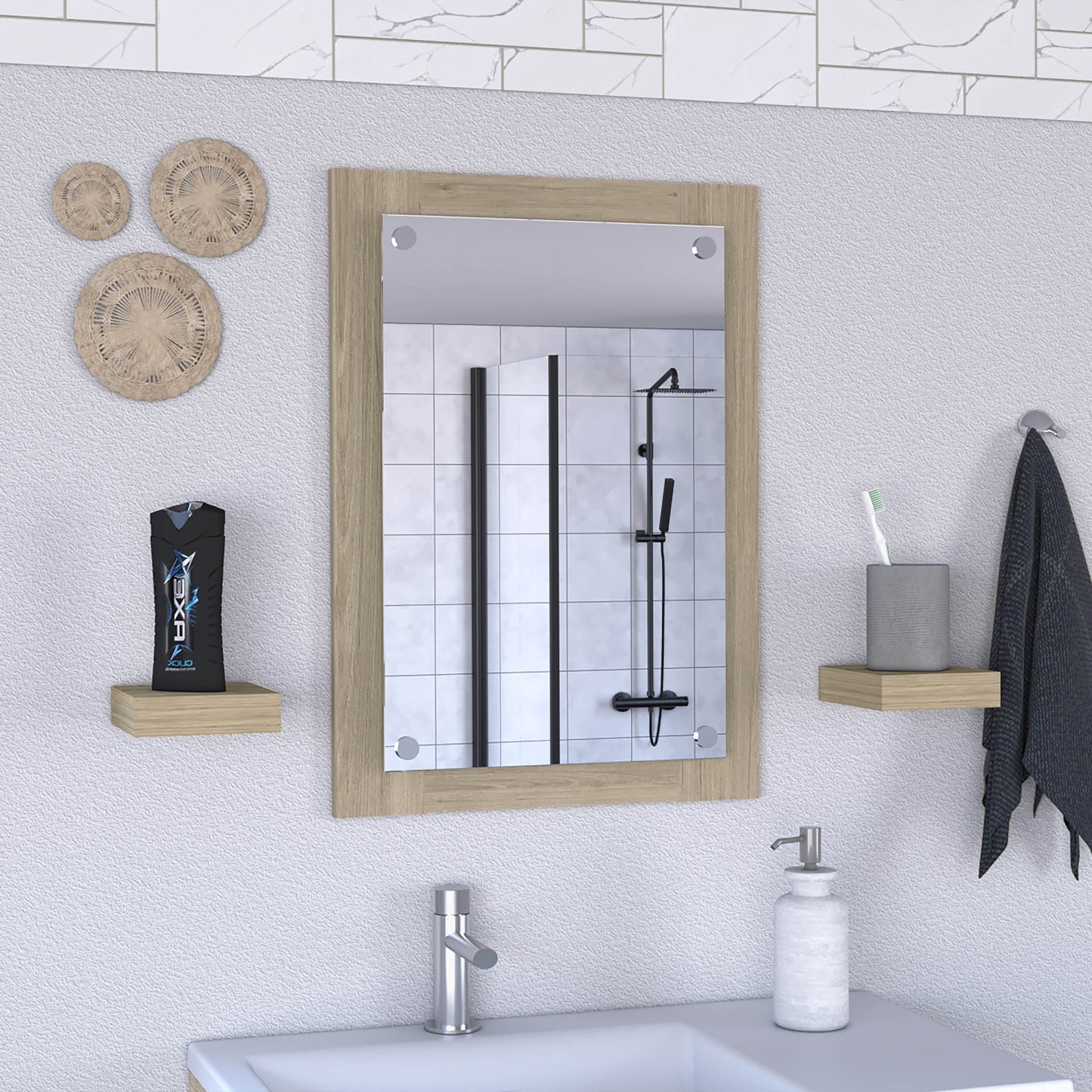 Wood Framed Bathroom Vanity Mirror