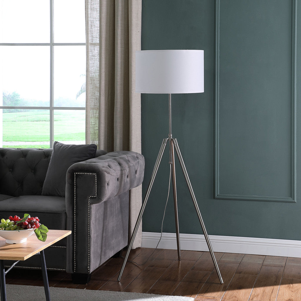 Chrome Adjustable Tripod Floor Lamp w/ Shade