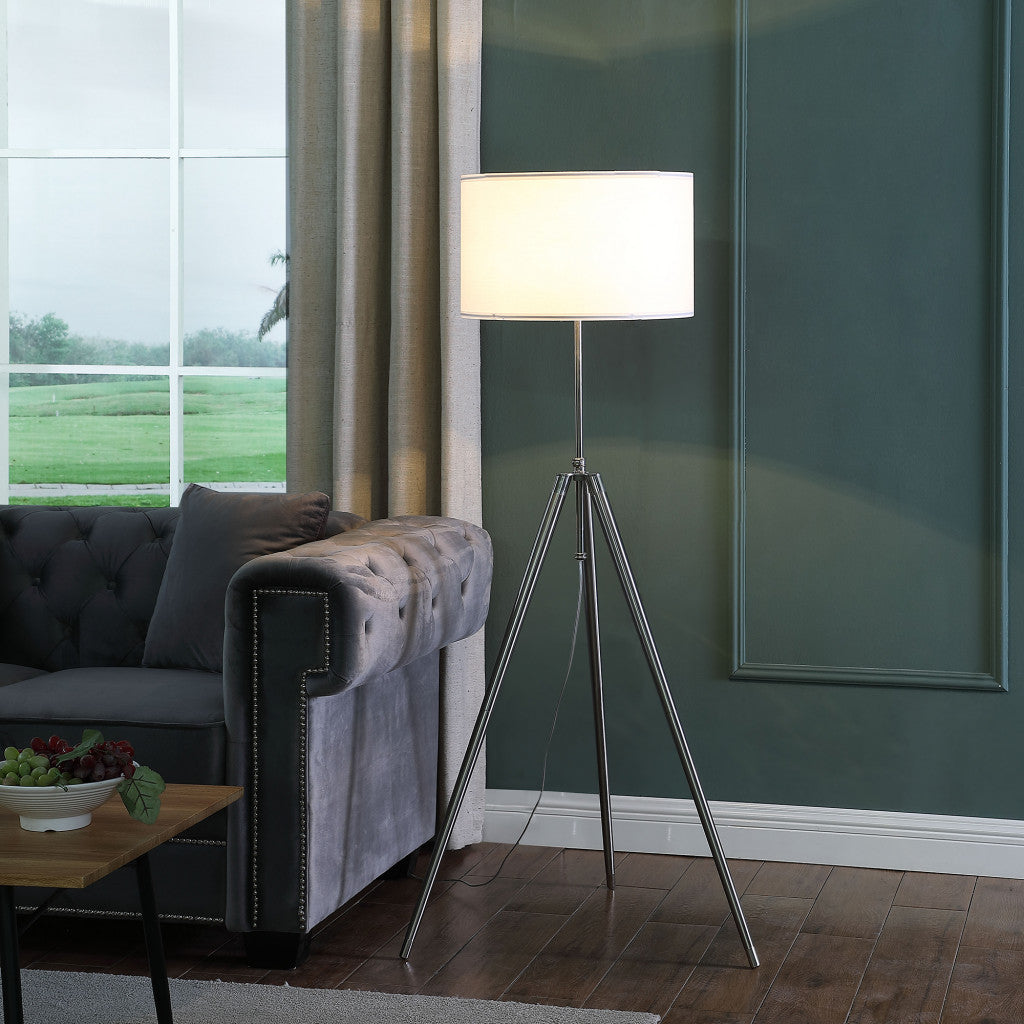 Chrome Adjustable Tripod Floor Lamp w/ Shade