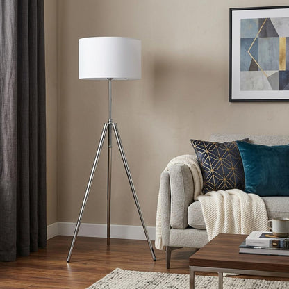 Chrome Adjustable Tripod Floor Lamp w/ Shade