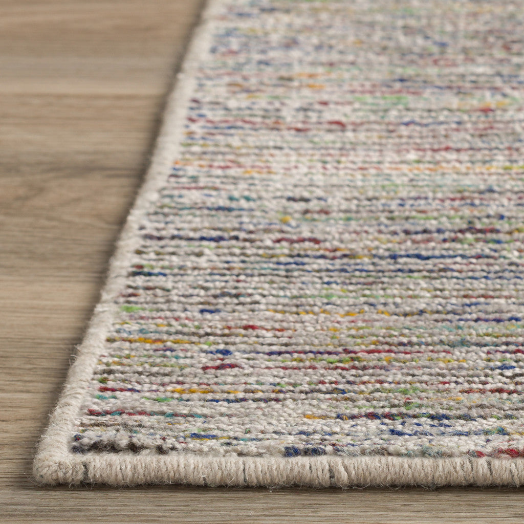 8 x 10 Grey Blue & Yellow Wool Hand Loomed Handmade Rug