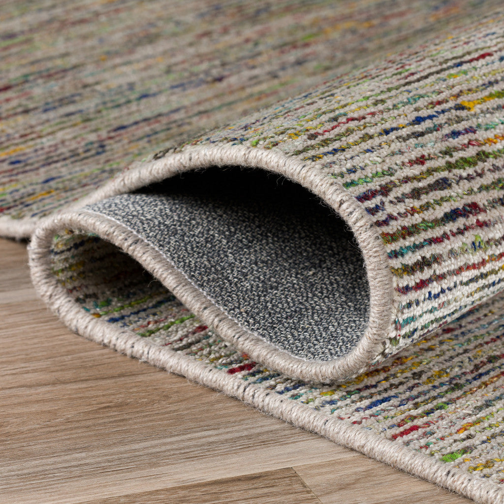 8 x 10 Grey Blue & Yellow Wool Hand Loomed Handmade Rug