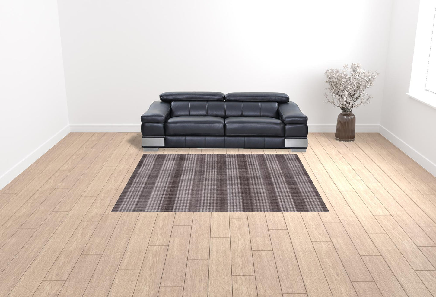 8 x 10 Rust & White Striped Hand Loomed Rug