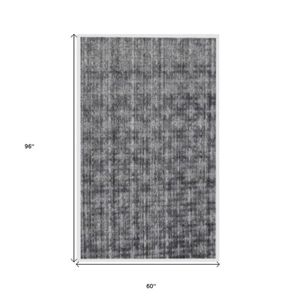 8 x 10 Dark Grey & Silver Medallion Hand Loomed Rug