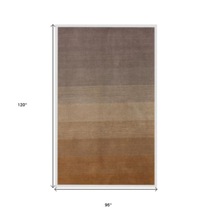 8 x 10 Gold & Rust Hand Loomed Rug