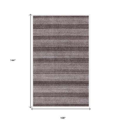 9 x 12 Rust & White Striped Hand Loomed Rug