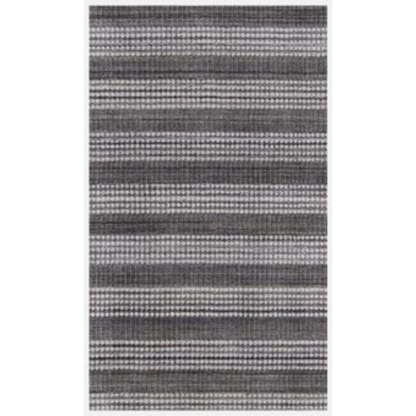 9 x 12 Dark Grey & White Striped Hand Loomed Rug