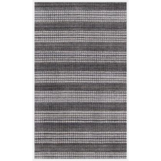 9 x 12 Dark Grey & White Striped Hand Loomed Rug