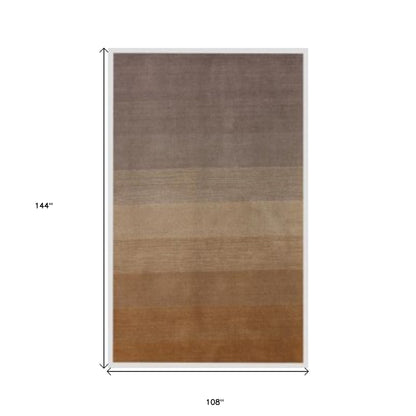 9 x 12 Gold & Rust Hand Loomed Rug