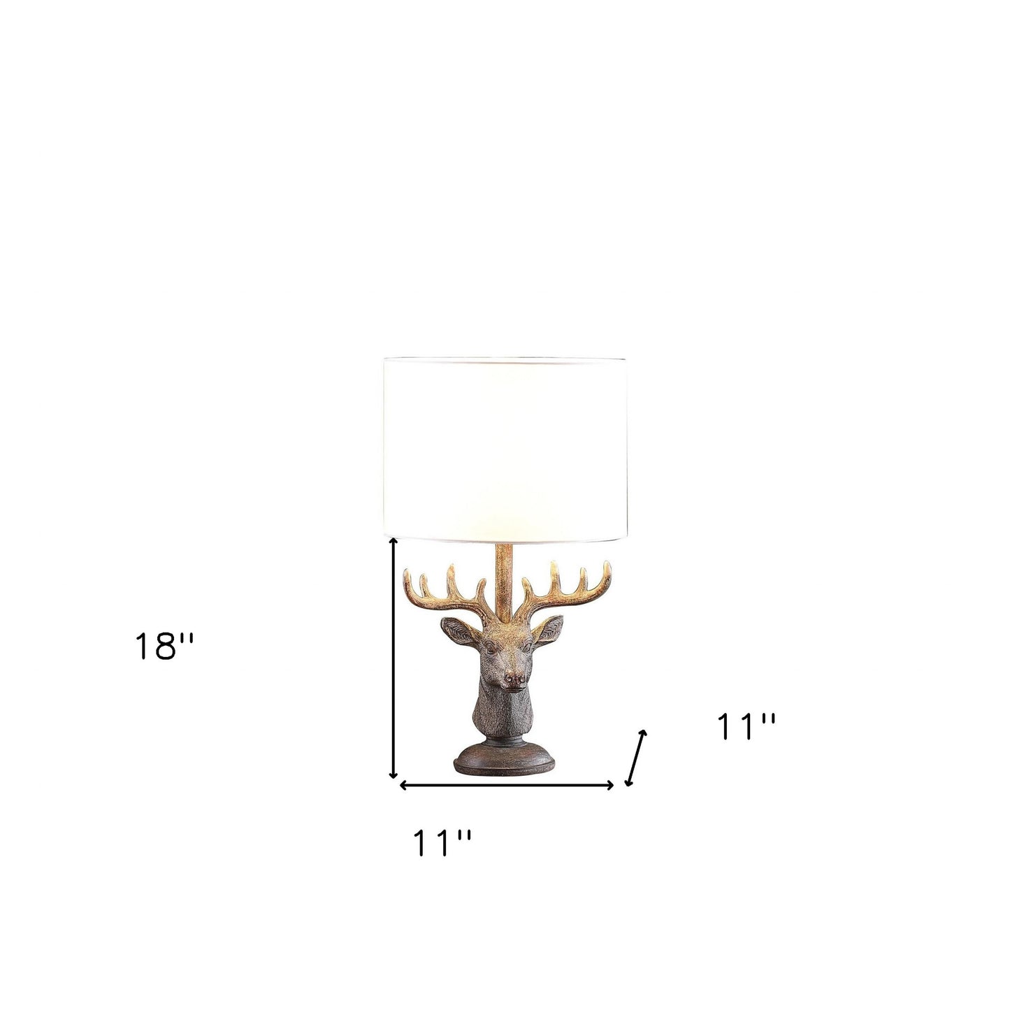 Antiqued Bronzed Stag Bust Table Lamp w/ Shade