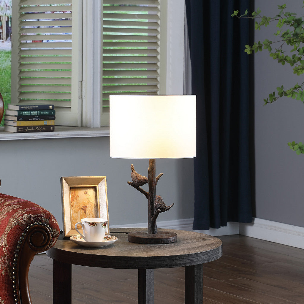 Rustic Dark Bronze Birds on a Tree Table Lamp w/ Shade