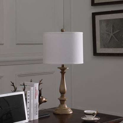 Rustic Taupe Cream Candlestick Table Lamp w/ Shade