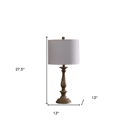 Rustic Taupe Cream Candlestick Table Lamp w/ Shade