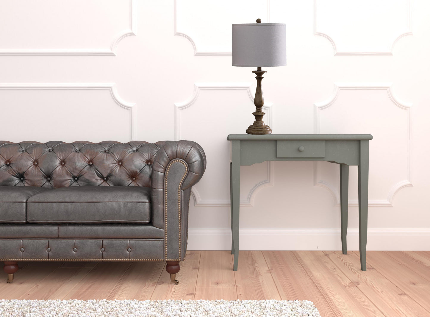 Rustic Taupe Cream Candlestick Table Lamp w/ Shade