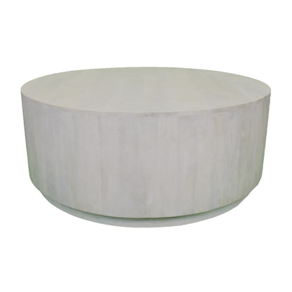Rustic White Solid Wood Round Distressed Coffee Table image 2