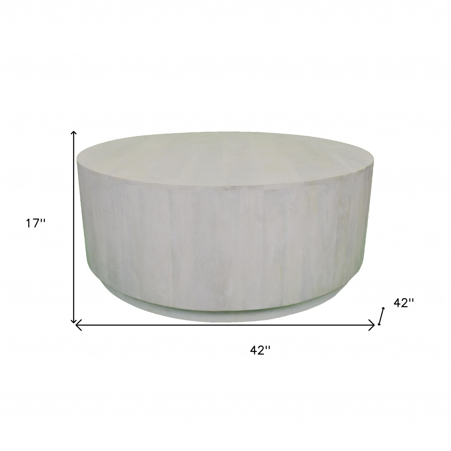 Rustic White Solid Wood Round Distressed Coffee Table