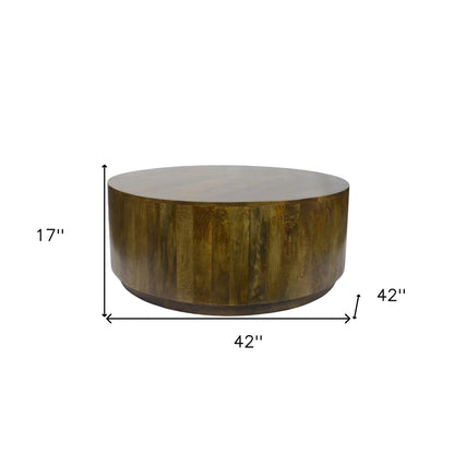 Brown Solid Wood Round Coffee Table