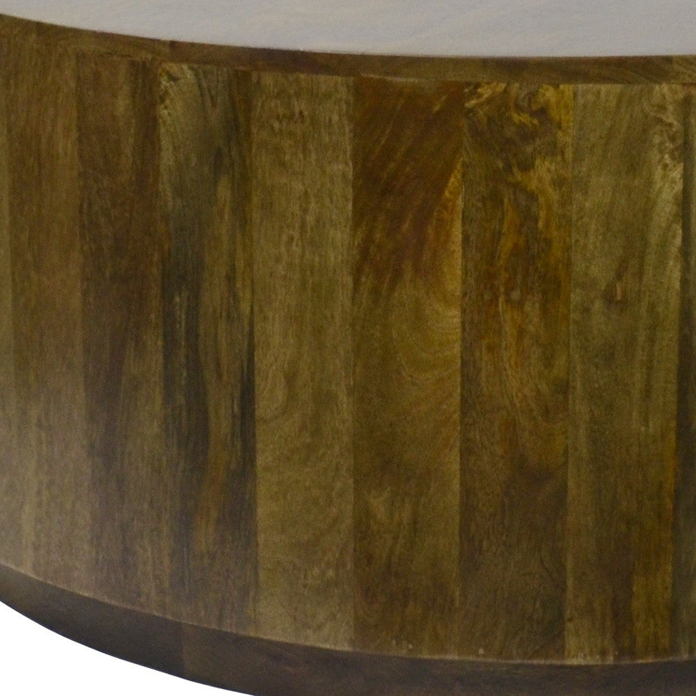 Brown Solid Wood Round Coffee Table image 3