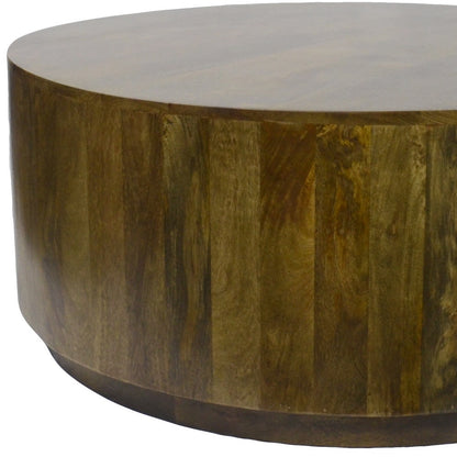 Brown Solid Wood Round Coffee Table