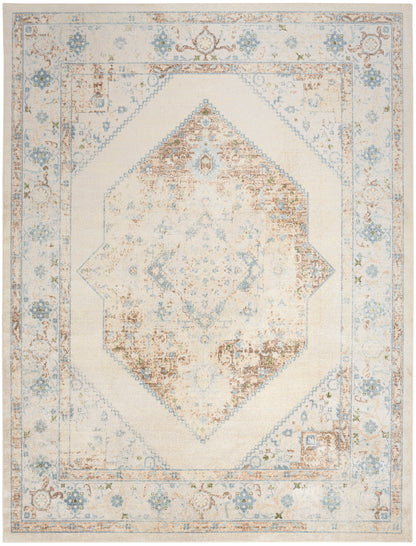 Nourison Astra Ivory & Blue Pet Friendly Machine Washable Rug - Main