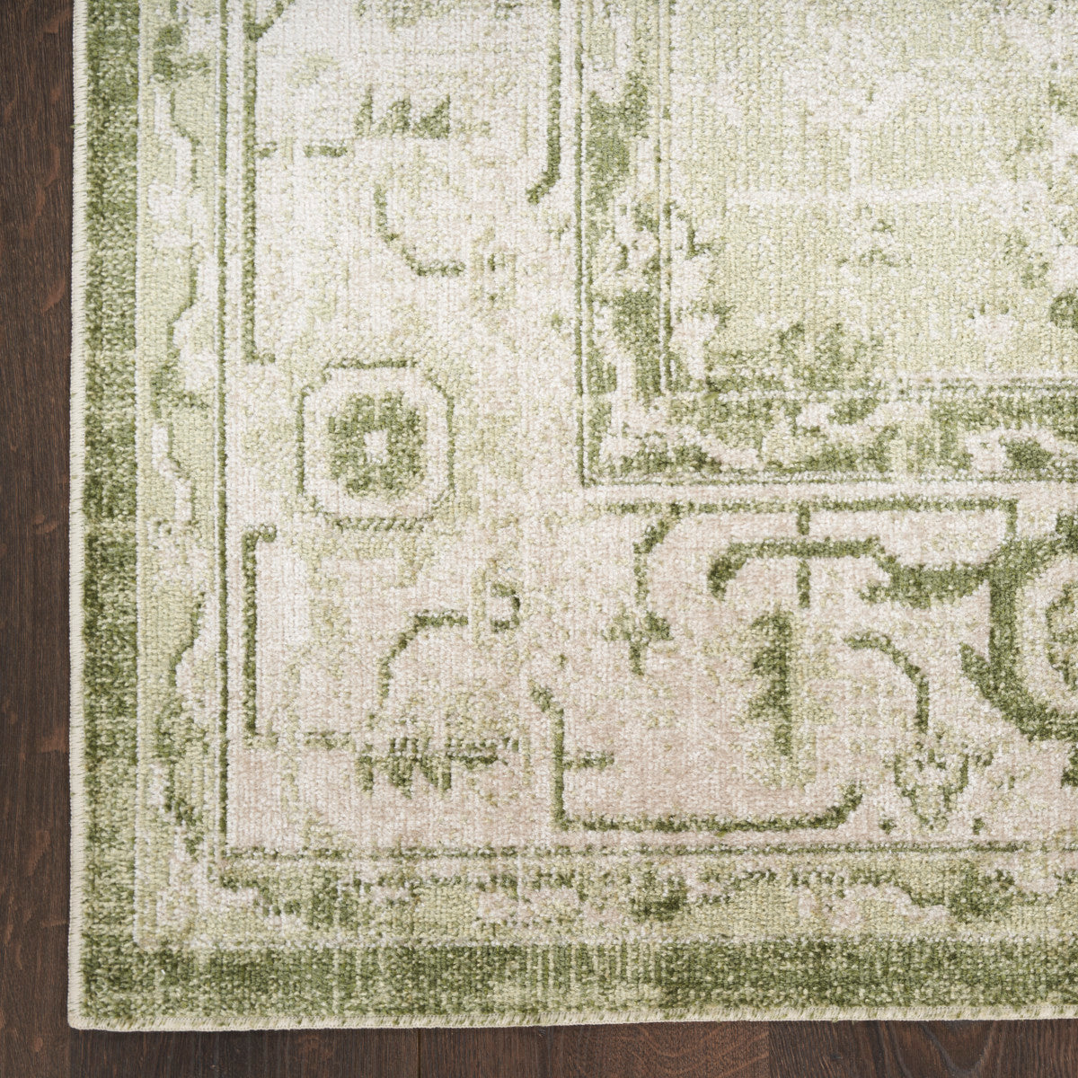 Nourison Astra Ivory & Green Pet Friendly Machine Washable Rug - Corner