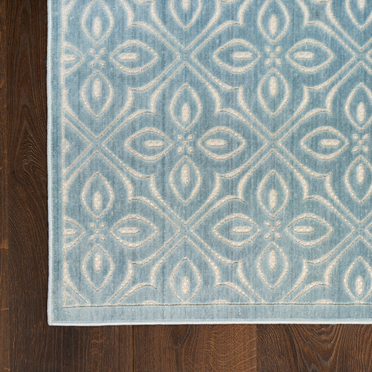 Nourison Charm Blue & Ivory Pet Friendly Machine Washable Rug - Corner
