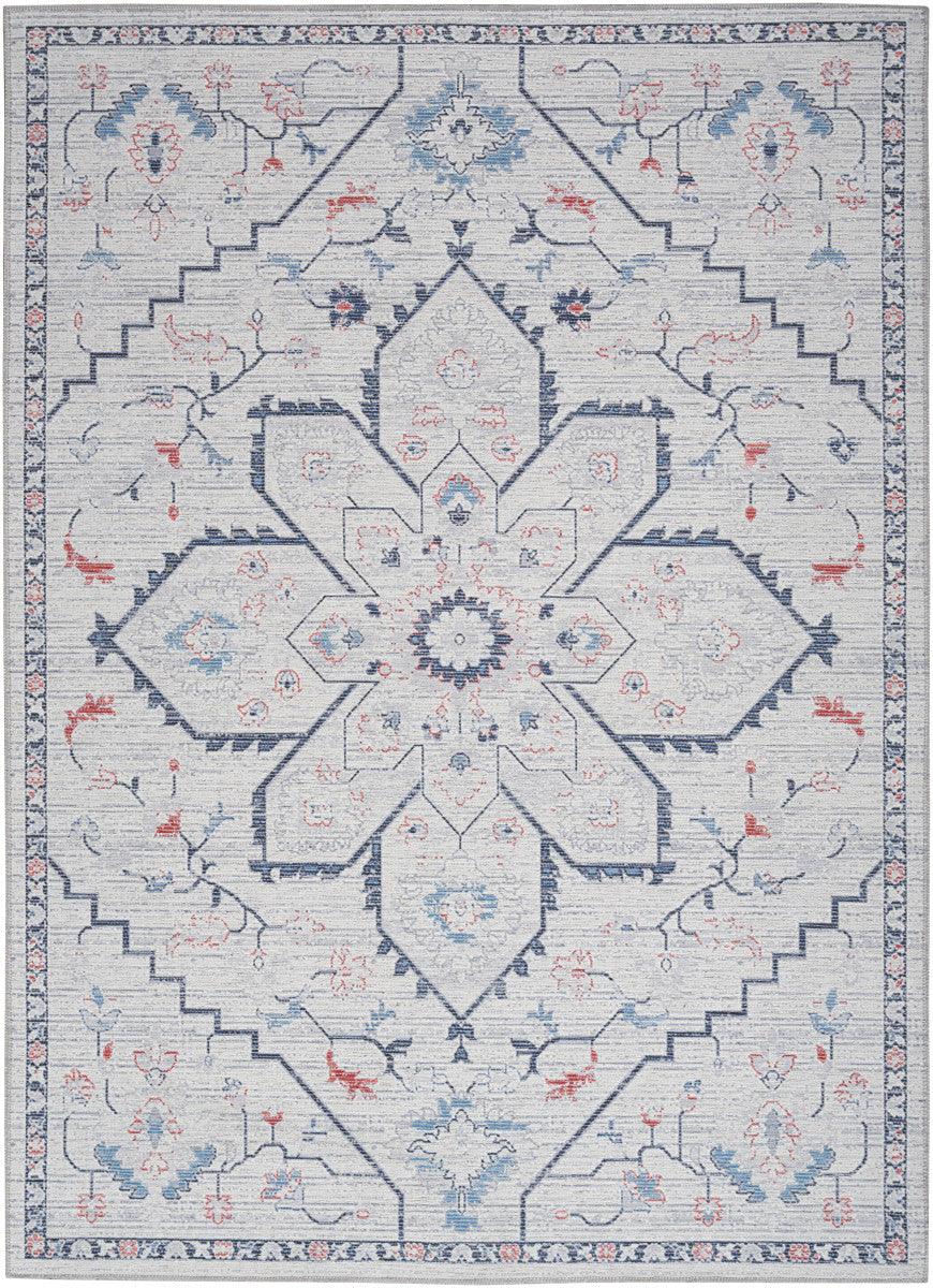 Nourison New Concept Ivory & Blue Machine Washable Rug - 5'3" x 7'3"