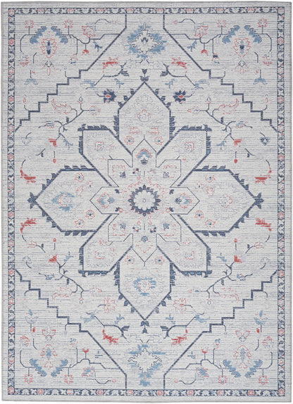 Nourison New Concept Ivory & Blue Machine Washable Rug - 5'3" x 7'3"