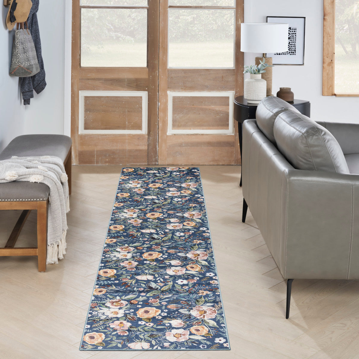 Nourison Navy & Multicolor Machine Washable Rug - Room Scene