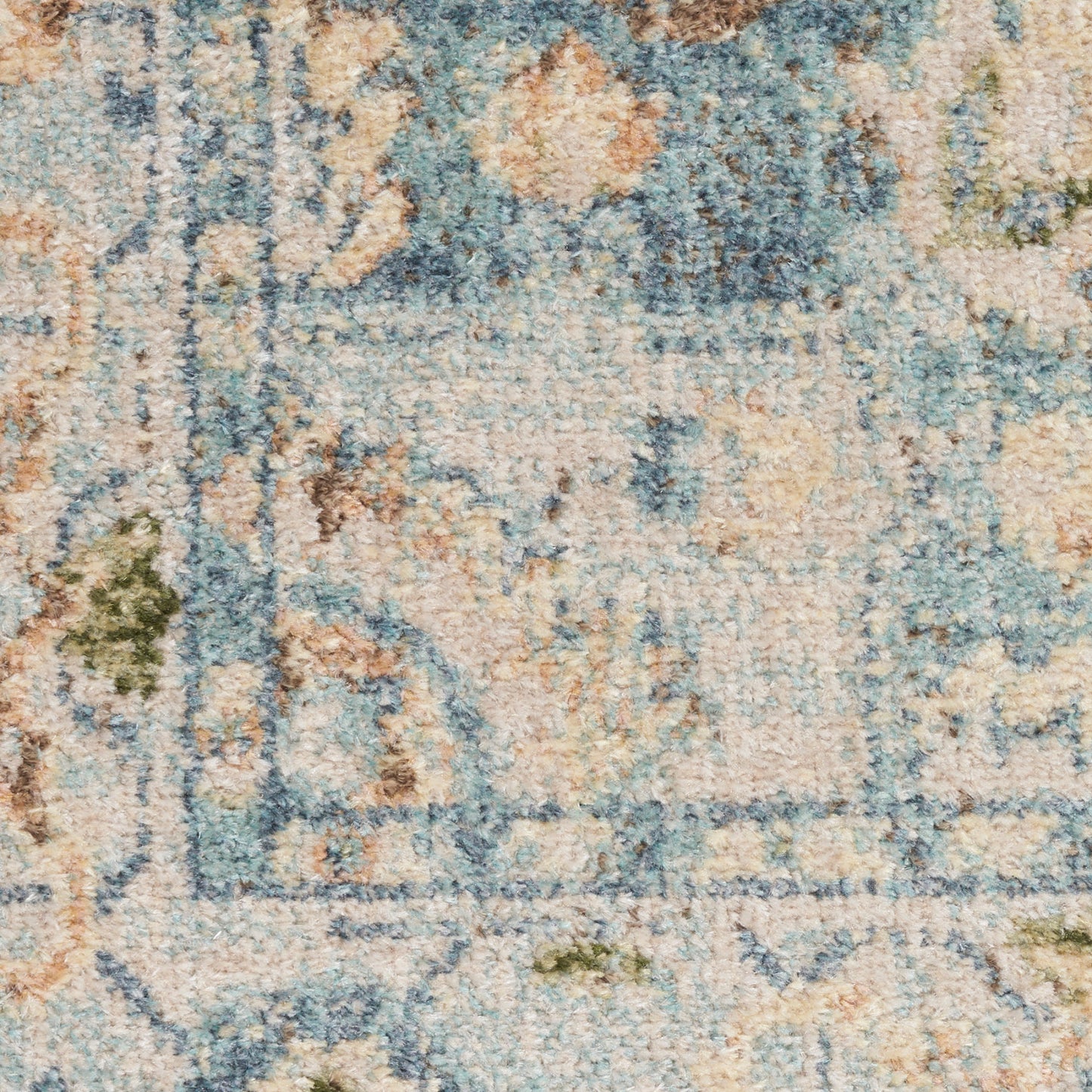 Nourison Astra Beige & Blue Pet Friendly Machine Washable Rug - Swatch