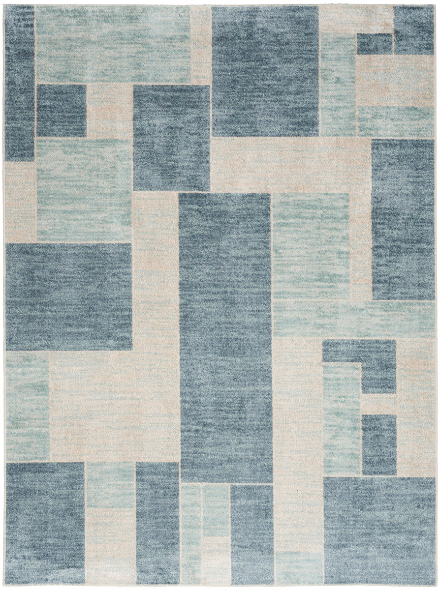 Nourison Astra Blue & Ivory Pet Friendly Machine Washable Rug - 5'3" x 7'