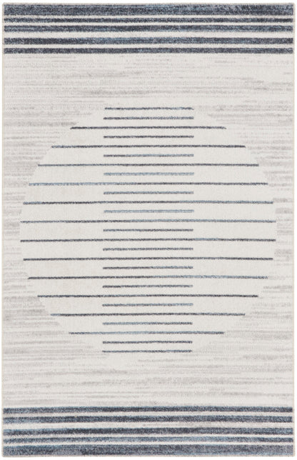 Nourison Astra Ivory & Blue Pet Friendly Machine Washable Rug - 3'3" x 5'