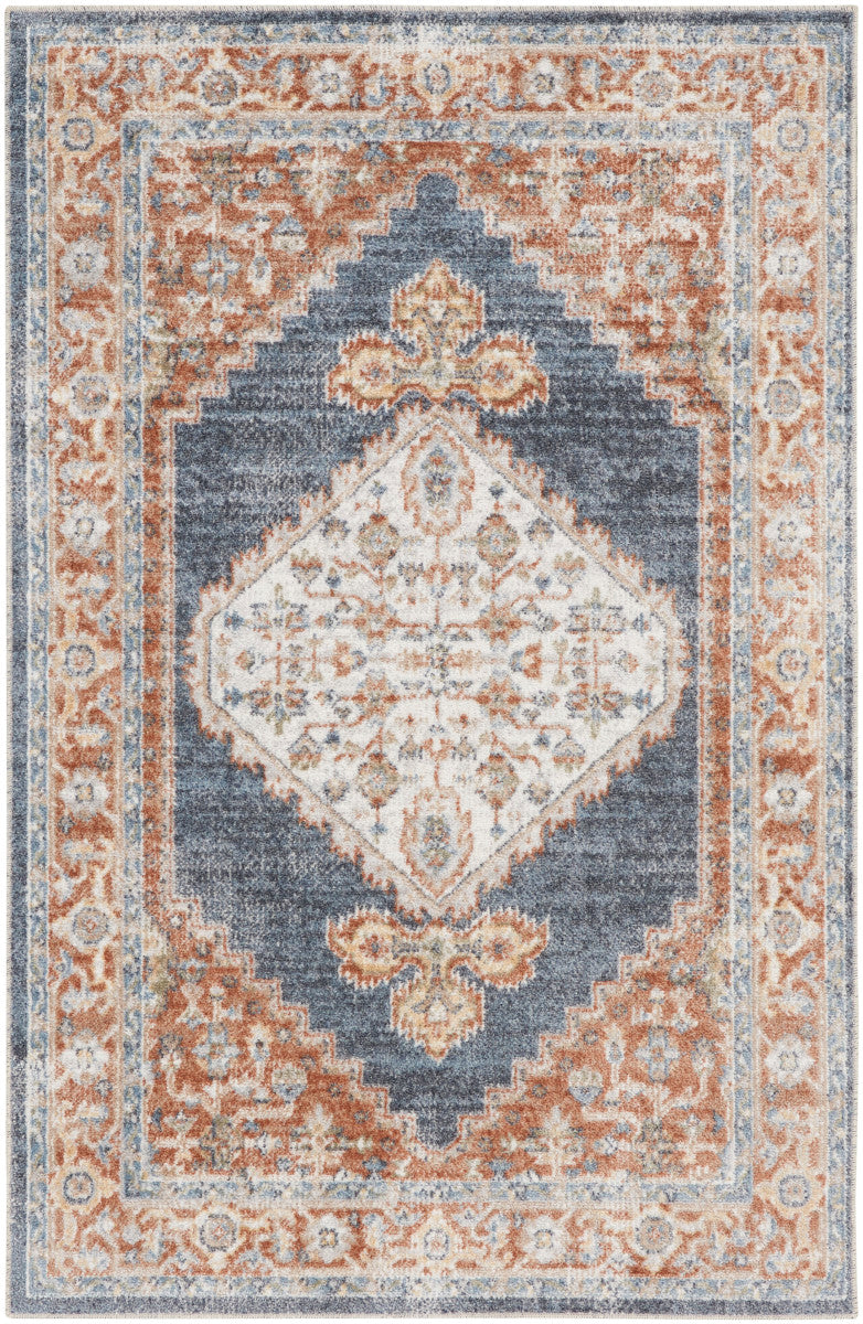 Nourison Astra Denim & Multicolor Pet Friendly Machine Washable Rug - 3'3" x 5'