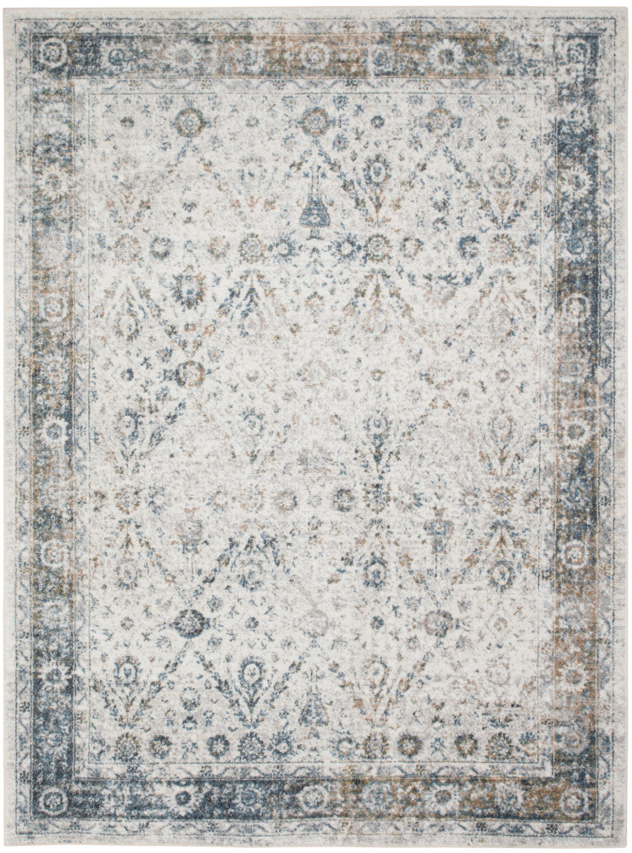 Nourison Astra Ivory & Blue Pet Friendly Machine Washable Rug - 5'3" x 7'