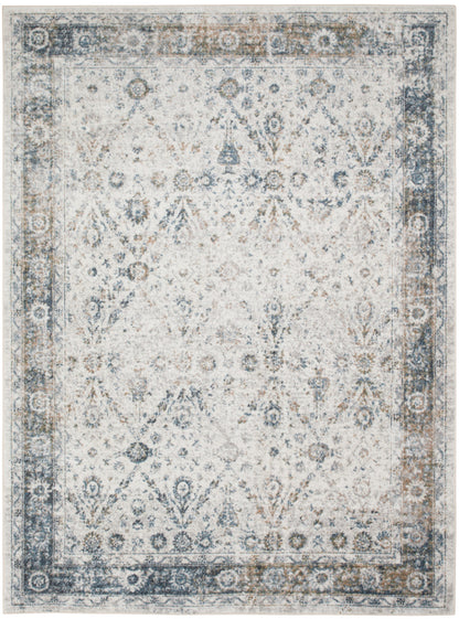 Nourison Astra Ivory & Blue Pet Friendly Machine Washable Rug - 5'3" x 7'