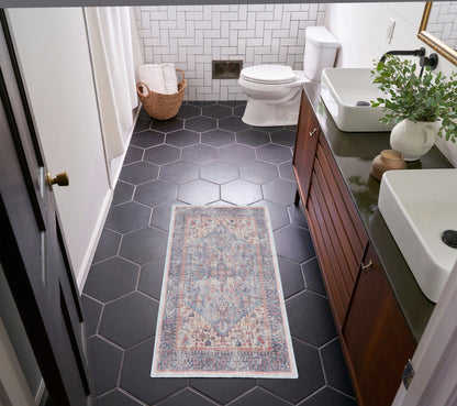 Nourison New Concept Blue & Multicolor Machine Washable Rug - Room Scene