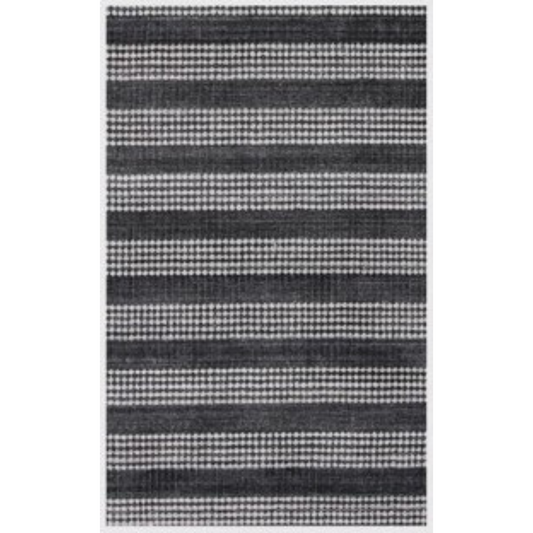 9 x 12 Black & White Striped Hand Loomed Rug
