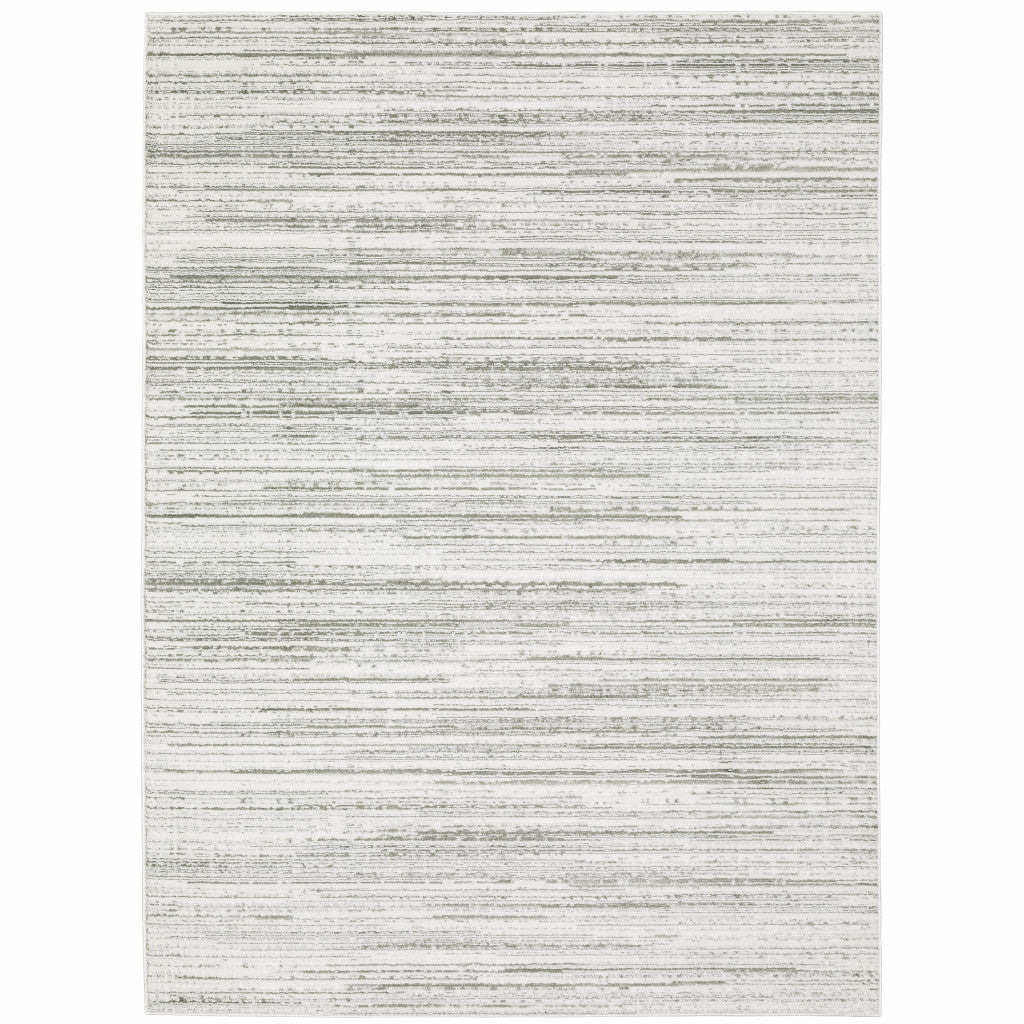 10 x 13 White & Grey Power Loom Stain Resistant Rug